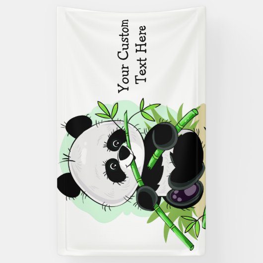 Schattigee Panda's aangepaste tekst & kleur banner (Verticaal)