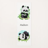 Schattigee Pandas aangepaste tekst & kleur yogamat (Voorkant)