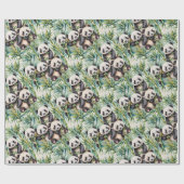 Schattigee panda's en bamboe cadeaupapier (Vlak)
