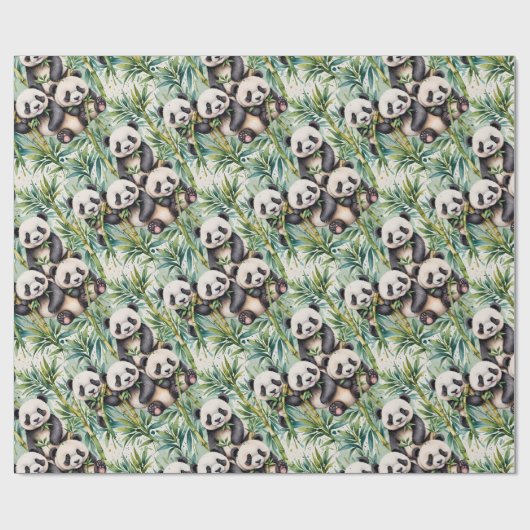 Schattigee panda's en bamboe cadeaupapier (Vlak)