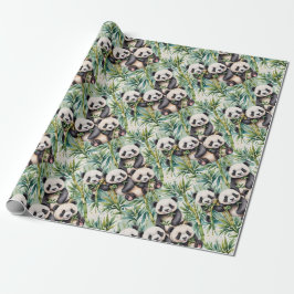 Schattigee panda's en bamboe cadeaupapier