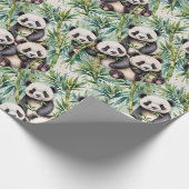 Schattigee panda's en bamboe cadeaupapier (Hoek)
