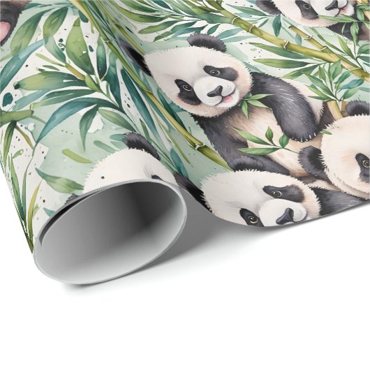 Schattigee panda's en bamboe cadeaupapier (Rol Hoek)