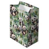 Schattigee panda's en bamboe medium cadeauzakje (Voorkant Gekanteld)