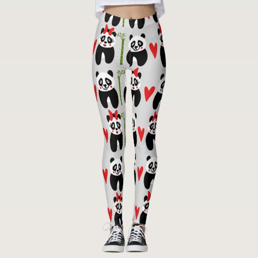 Schattigee Panda's Harten: Kinderpatroon Leggings (Voorkant)