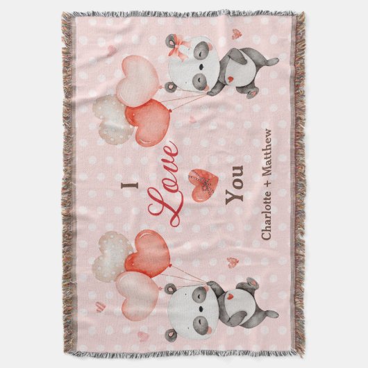 Schattigee panda's houden van rode hartballonnen V Deken (Voorkant Verticaal)