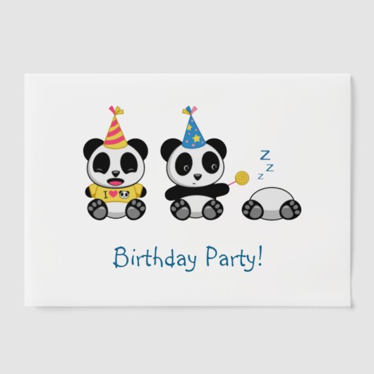 Schattigee panda's verjaardagsfeestje invoegen vellum uitnodigingen (Voorkant)