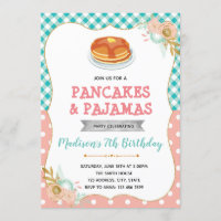 Schattigee pannenkoek en pyjama uitnodiging