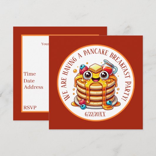 Schattigee pannenkoek ontbijtfeest kaart (Voorkant / Achterkant)