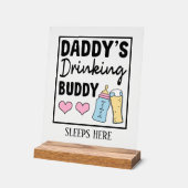 Schattigee papa's drink maatje word art kinderkame acryl bord (Hoek)