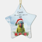 Schattigee papegaai Macaw in Santa Hat gepersonali Keramisch Ornament (Links)
