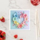 Schattigee papieren harten, bloemen, vlinders servet (Insitu)