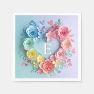 Schattigee papieren harten, bloemen, vlinders servet