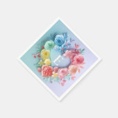 Schattigee papieren harten, bloemen, vlinders servet (Hoek)