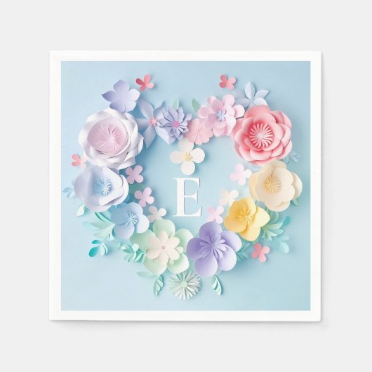 Schattigee papieren harten, bloemen, vlinders servet (Voorkant)