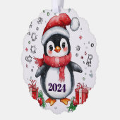 Schattigee Papieren Pinguïn Bestelling Gepersonali Ornament Kaart (Links)