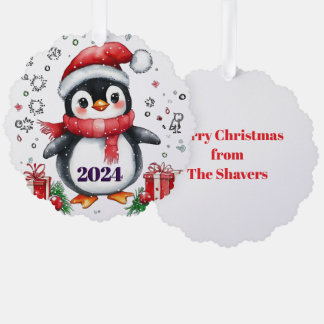 Schattigee Papieren Pinguïn Bestelling Gepersonali Ornament Kaart