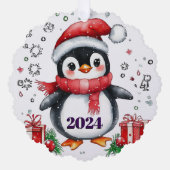 Schattigee Papieren Pinguïn Bestelling Gepersonali Ornament Kaart (Voorkant)