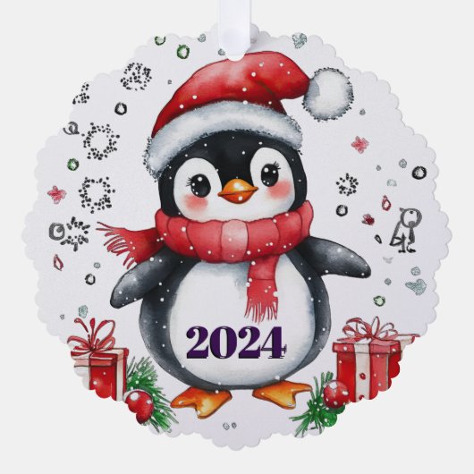 Schattigee Papieren Pinguïn Bestelling Gepersonali Ornament Kaart (Voorkant)