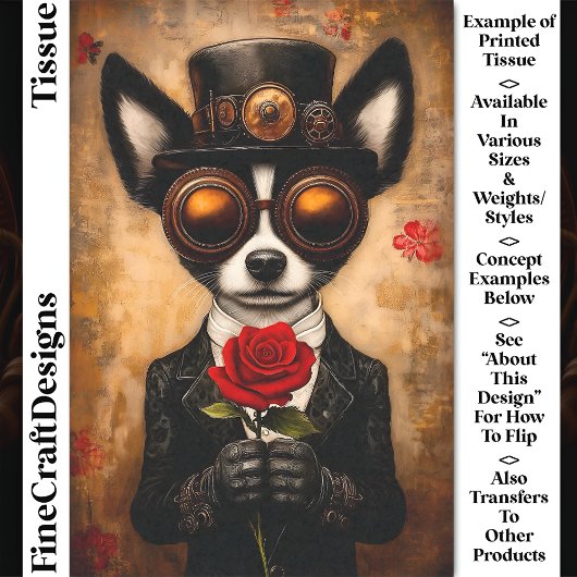 Schattigee Papillon Dog, Goggles, Red Rose CQ6 Dec Tissuepapier