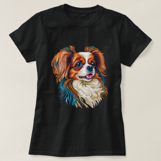 Schattigee Papillon Dog op Continental Speelgoed S T-shirt (Design voorkant)