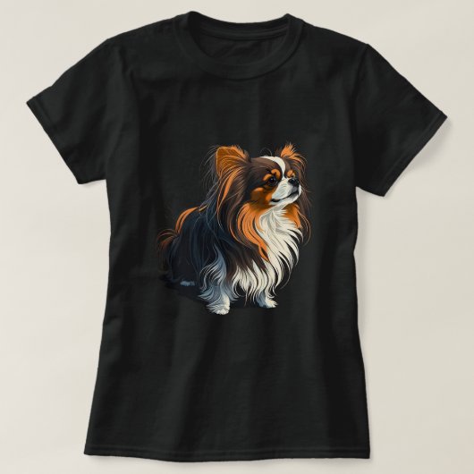 Schattigee Papillon Dog op Continental Speelgoed S T-shirt (Design voorkant)