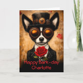 Schattigee Papillon hond, bril, rode roos CQ6 verj Kaart (Voorkant)