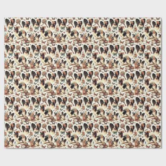 Schattigee Papillon hondenillustratie Cadeaupapier (Vlak)