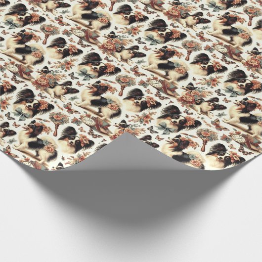 Schattigee  Papillon hondenillustratie Cadeaupapier (Hoek)