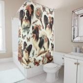 Schattigee Papillon hondenillustratie Douchegordijn (In situ)