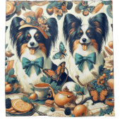 Schattigee Papillon hondenillustratie Douchegordijn (Voorkant)