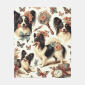Schattigee  Papillon hondenillustratie Fleece Deken (Voorkant)