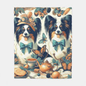 Schattigee Papillon hondenillustratie Fleece Deken (Voorkant)