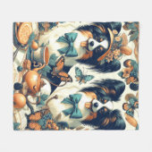 Schattigee Papillon hondenillustratie Fleece Deken (Voorkant (Horizontaal))
