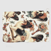 Schattigee  Papillon hondenillustratie Golfhanddoek (Horizontaal)