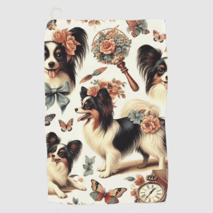 Schattigee Papillon hondenillustratie Golfhanddoek
