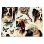 Schattigee  Papillon hondenillustratie Groot Cadeauzakje (Voorkant)