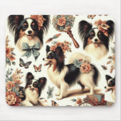 Schattigee  Papillon hondenillustratie Muismat (Voorkant)