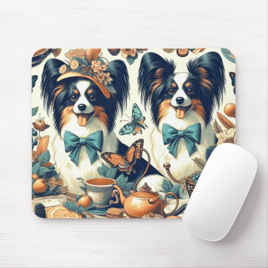 Schattigee Papillon hondenillustratie Muismat (Met muis)