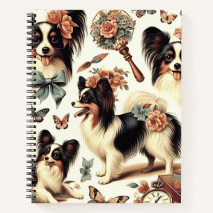 Schattigee Papillon hondenillustratie Notitieboek