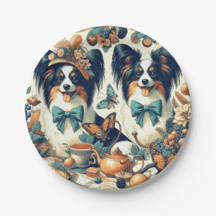 Schattigee Papillon hondenillustratie Papieren Bordje
