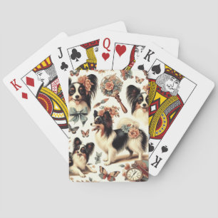 Schattigee Papillon hondenillustratie Pokerkaarten