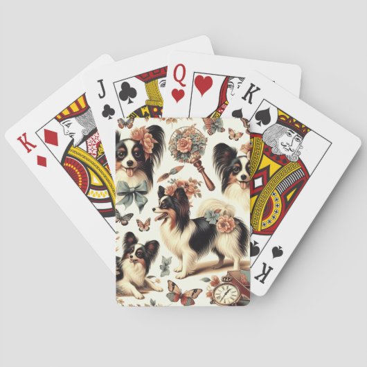 Schattigee Papillon hondenillustratie Pokerkaarten (Achterkant)