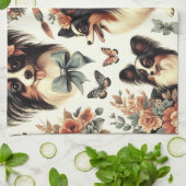 Schattigee  Papillon hondenillustratie Theedoek (Gevouwen)