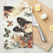 Schattigee  Papillon hondenillustratie Theedoek (Quarter Fold)