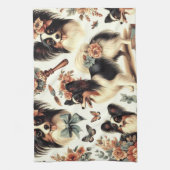 Schattigee  Papillon hondenillustratie Theedoek (Verticaal)