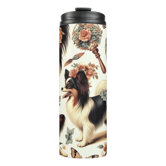 Schattigee  Papillon hondenillustratie Thermosbeker (Voorkant)