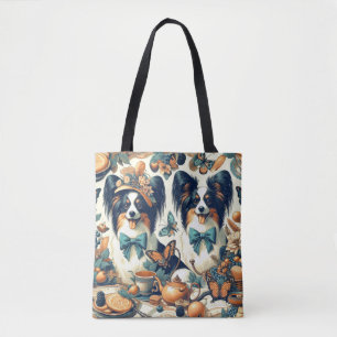Schattigee Papillon hondenillustratie Tote Bag