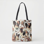 Schattigee Papillon hondenillustratie Tote Bag (Voorkant)