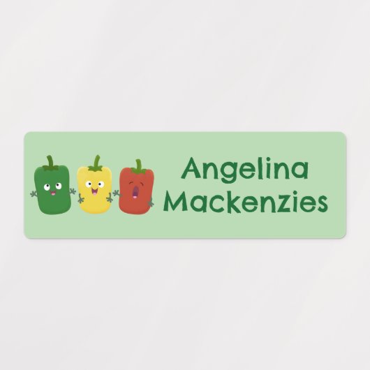 Schattigee paprika capsicum zingen gepersonaliseer labels (Design 1)